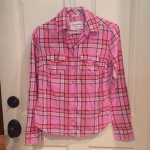 Aeropostale, pink plaid, button down shirt